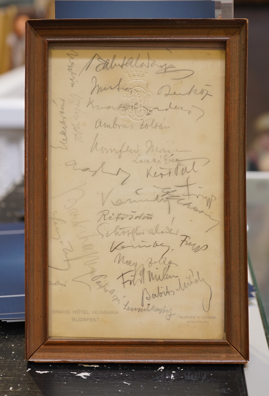First World War Interest: A signed Grand Hotel Budapest Menu, January 9th 1917